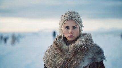 Fototapeta na wymiar Nordic Shield Maidens: Old Norse Viking Culture. Empowering fearless viking women.