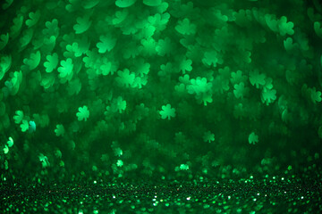 Abstract green background with clover highlights. Spring, summer background, st. Patricks day