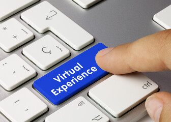 Virtual Experience - Inscription on Blue Keyboard Key.