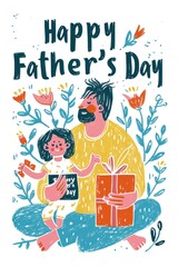 Obraz premium Celebrate fatherhood with this lively and colorful greeting card.