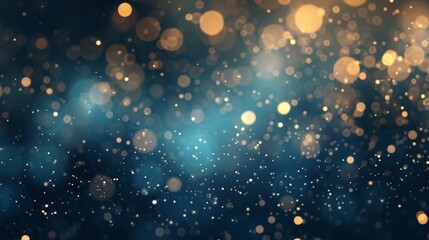 Blue and Gold Bokeh Particles Lighting Pattern in the Style of Interstellar Nebula - Light Gold and Dark Black Minimalist Bokeh Background created with Generative AI Technology