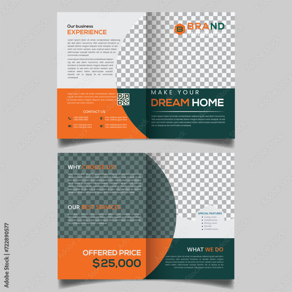 Wall mural creative real estate bifold brochure design template