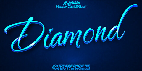 Diamond Text Effect Editable Alphabet Blue Gem Gemstone Elegant - obrazy, fototapety, plakaty