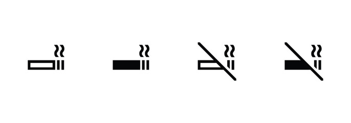Smoking area and non smoking area. Smoking, No smoking icon sign symbol design. 