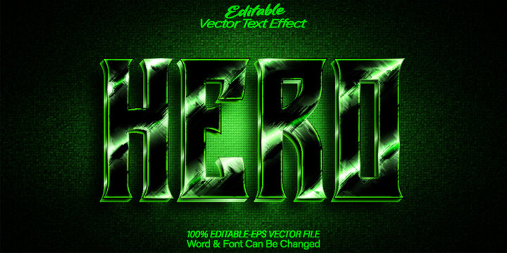 Hero Text Effect Editable Alphabet Green Superhero Power Energy