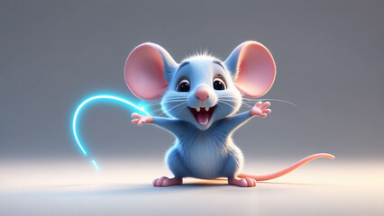 Vector image of a magical mouse, Cartoon magic mouse vector design White background - obrazy, fototapety, plakaty
