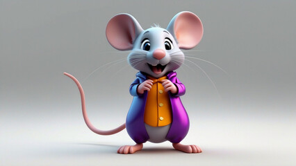 Cute mouse wearing purple shirt