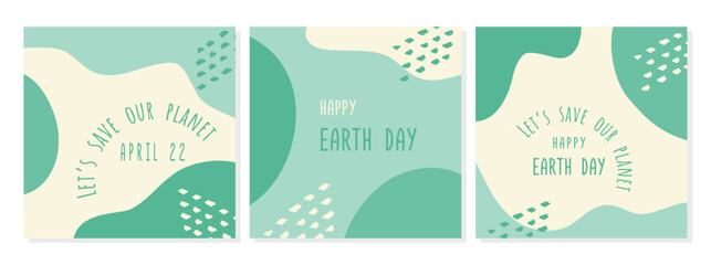 Set of Earth Day posters featuring creative designs that promote environmental conservation and awareness of Earth Day on April 22nd.