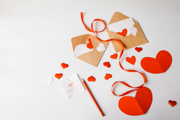 Text words I love you mom on sheet of paper. Happy mothers day concept