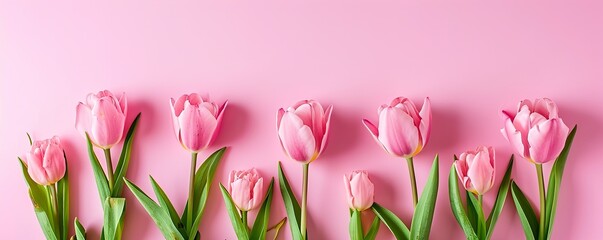 pink tulips on a white background