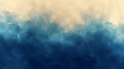 Abstract yellow and dark blue background with a dirty, grunge look. Reminiscent of a cloudscape and distant mountains. - obrazy, fototapety, plakaty