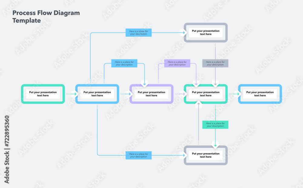 Leinwandbilder simple modern template for process flow diagram. flat infographic design with thin lines for website