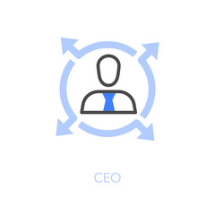 Simple visualised CEO icon symbol with a leader, who makes decisions and puts them into action.