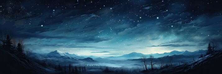 Fototapeta premium Celestial wonder, stellar beauty, night sky enchantment, stargazing magic, cosmic panorama, cosmic constellation. Generated by AI.