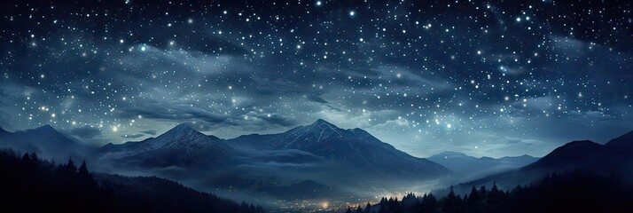 A mesmerizing starry night sky. Celestial beauty, starry heavens, night sky brilliance, stargazing amazement, cosmic display, cosmic constellation. Generated by AI.