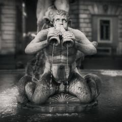 detail Fountain of the Moor in Navona square Rome