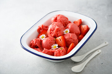Homemade strawberry ice cream