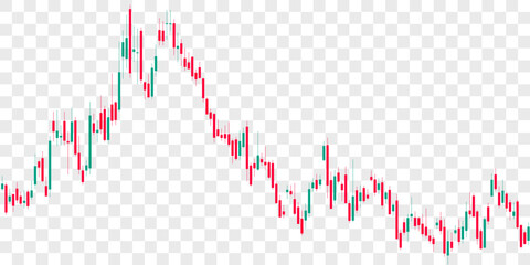 Candlestick trading graph isolated on transparent background. Trade of stock. Chart of forex with candle. Bullish point. Vector illustration of minimal concept trading cryptocurrency, investment trade
