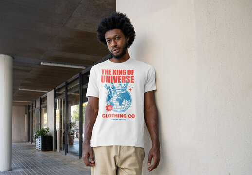 Mockup of man wearing customizable t-shirt