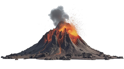volcano mountain on transparent background - obrazy, fototapety, plakaty