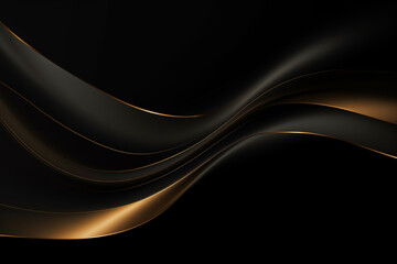 Black background with soft texture decorated with Shiny golden lines. black gold luxury background	