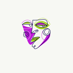 Abstract face vector art, illustration of face stylized artistic style, human abstraction art, surreal and bizarre portrait.