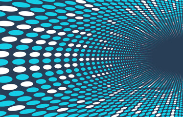 Obraz premium Dotted vector abstract background, blue dots in perspective flow, multimedia information theme, big data technology image, cool backdrop.