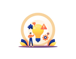 Problem Management. ideas and problem solving. solve a problem and find a solution. manage an obstacle and determine its handling. illustration concept design. graphic elements. Vector