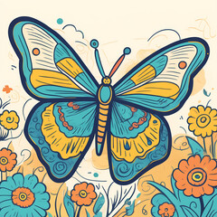 large colored butterfly. illustration