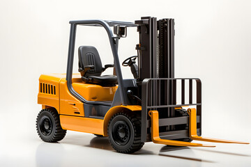 Yellow forklift truck on white background