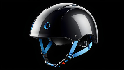 The bicycle helmet. The bicycle mountain bike safety helmet icon is isolated on a black background. With black copy space.