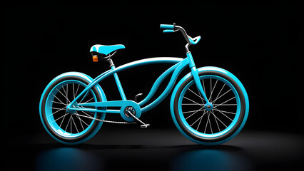 blue bicycle on a black background.png. With black copy space