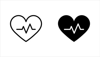 Heart beat icon set. Heartbeat, Heart and cardiorgam. heart beat pulse flat icon for medical apps and websites. vector illustration on white background