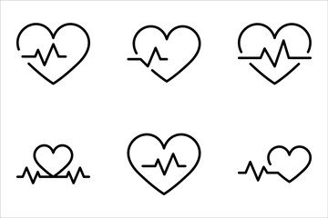 Heart beat icon set. Heartbeat, Heart and cardiorgam. heart beat pulse flat icon for medical apps and websites. vector illustration on white background - obrazy, fototapety, plakaty