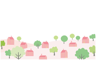 春の街並み風景イラスト