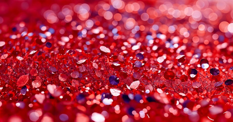 Sapphire glitter bokeh background. Unfocused shimmer royal red sparkle