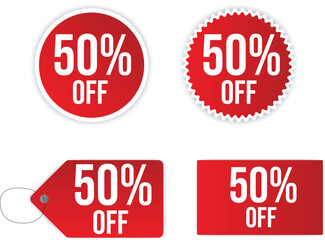 50% off price sale tags label set