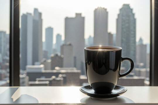 photo of a cup of coffee in front of the window 9