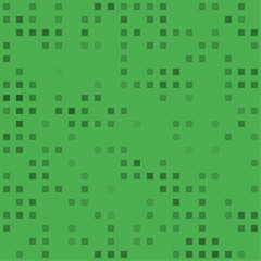 Abstract seamless geometric pattern. Mosaic background of black squares. Evenly spaced  shapes of different color. Vector illustration on green background