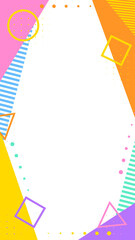 Colorful geometric frame on transparent background. Abstract border with corners dotted line halftone pattern. Trendy child creative modern. Summer colors yellow pink orange blue light turquoise green