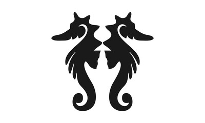 Two Seahorses logo icon vector 