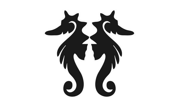Two Seahorses logo icon vector 