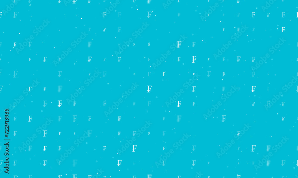 Poster seamless background pattern of evenly spaced white franc symbols of different sizes and opacity. vec