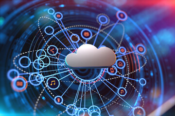 Internet infrastructure concept. Abstract technology background. 3D rendering.