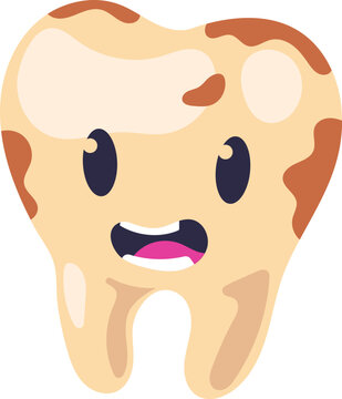 recommend clip art: dirty tooth cartoon character with scared face