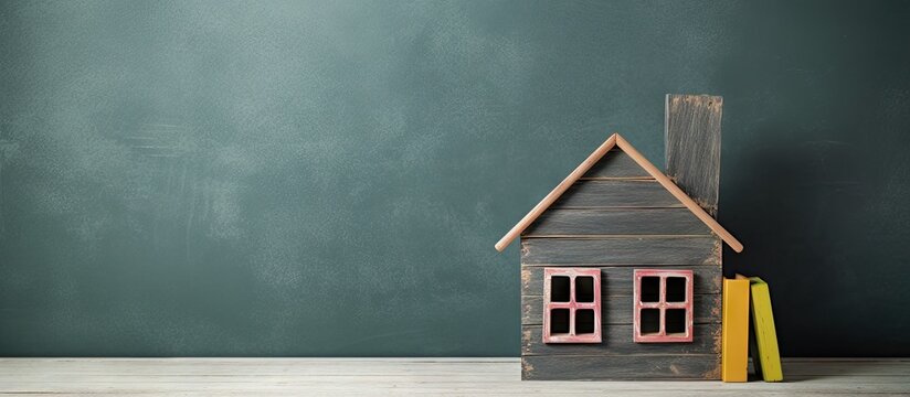 image of a house with chalk on a blackboard. Creative Banner. Copyspace image