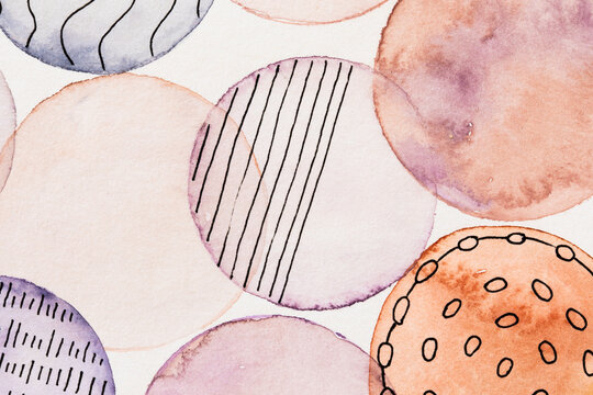 Artwork watercolor background with ink patterns