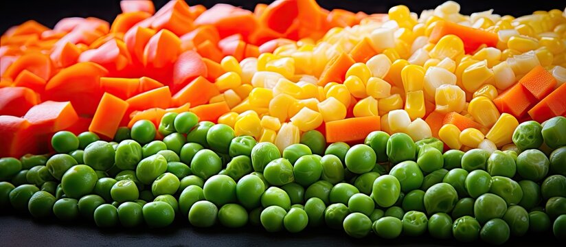 Healthy Steamed Mixed Vegetables with Peas Corns and Carrots. Creative Banner. Copyspace image