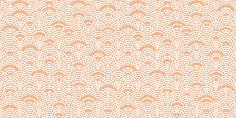 Chinese seamless pattern, japanese background, oriental peach fuzz texture. Asian New Year 2024 trendy color ornament. Traditional motif, wave style. Decoration vector illustration