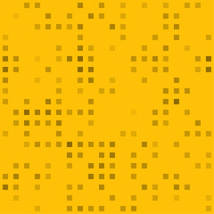 Abstract seamless geometric pattern. Mosaic background of black squares. Evenly spaced  shapes of different color. Vector illustration on amber background